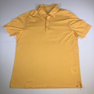 Kiton Napoli Positano Mens XXL Polo Shirt Yellow Cotton Short Sleeve Italy